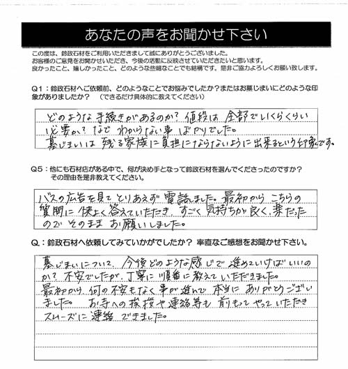 お墓じまい O 様